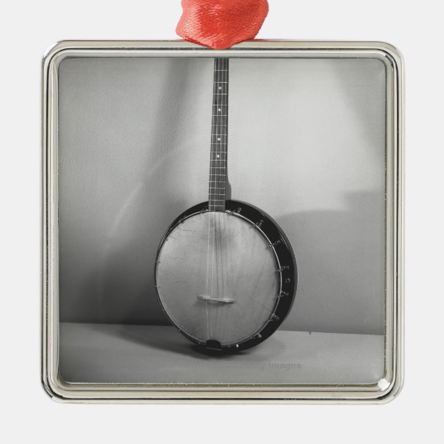 Banjo B&W Silbernes Ornament (Vorne)