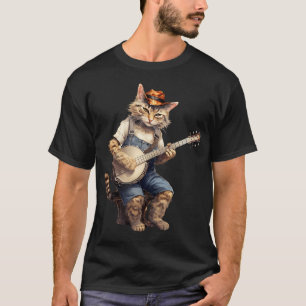 Banjo Cat Funny Retro Style Bluegrass Cat Lovers T-Shirt