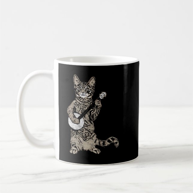 Banjo Cat - Funny Retro Style Bluegrass & Tabby Ca Kaffeetasse (Links)