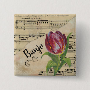 Banjo Elegant Tulip Vintage Nobel Button
