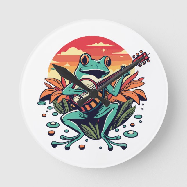 Banjo Frog Runde Wanduhr (Vorderseite)
