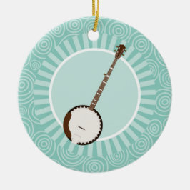 Banjo Fun Turquoise Swirl Music Keramik Ornament