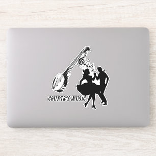 Banjo Guitar Country Music Dancers Silhouette Art Aufkleber