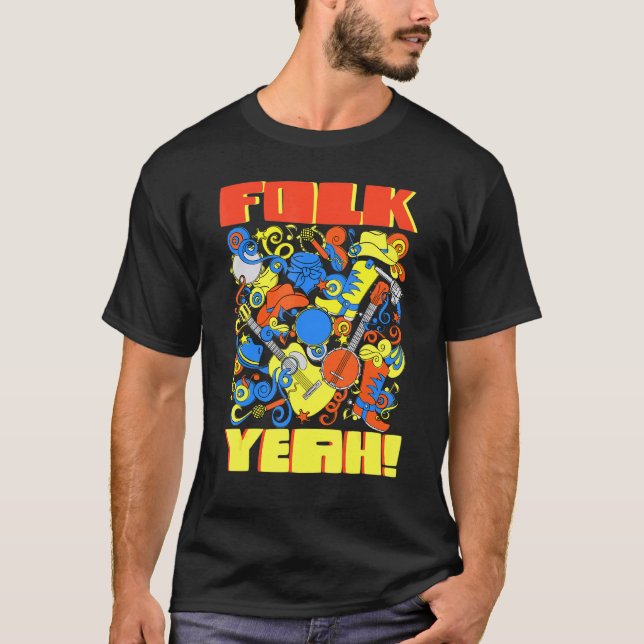 Banjo Guitar Player Folk Yeah T-Shirt (Vorderseite)