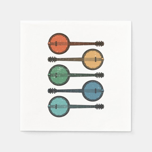 Banjo Instrument Country Music Acoustic Blue Gift Serviette (Vorderseite)