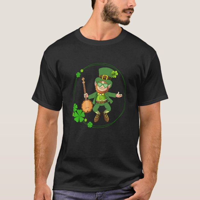 Banjo Leprechaun St Patricks Day Banjo Player Iris T-Shirt (Vorderseite)