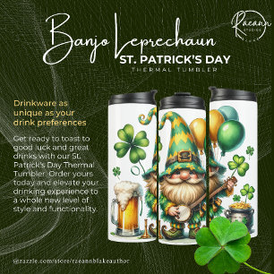 Banjo Leprechaun St. Patrick's Day Thermalbecher Thermosbecher