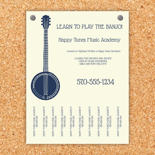 Banjo Lessons Music Teacher Tee Off Strips Flyer (Von Creator hochgeladen)