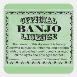 Banjo License Square Aufkleber