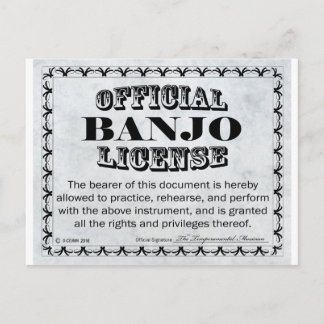Banjo-Lizenz Postkarte