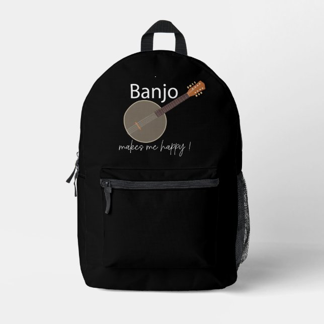 Banjo macht mich glücklich bedruckter rucksack (Vorderseite)