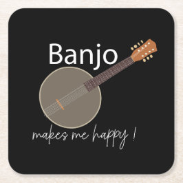 Banjo macht mich glücklich rechteckiger pappuntersetzer