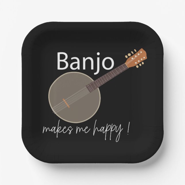 Banjo macht mich glücklich über musikalisches Part Pappteller (Vorderseite)