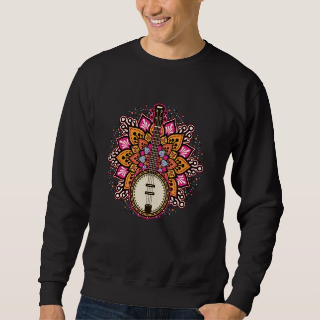 Banjo Mandala Music Genre Musical Country Music B Sweatshirt (Vorderseite)