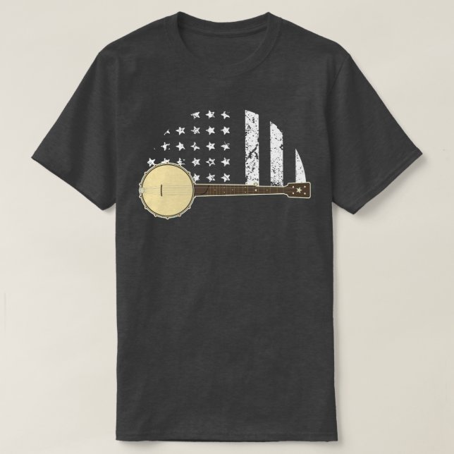 Banjo mit amerikanischer Flagge T-Shirt (Design vorne)
