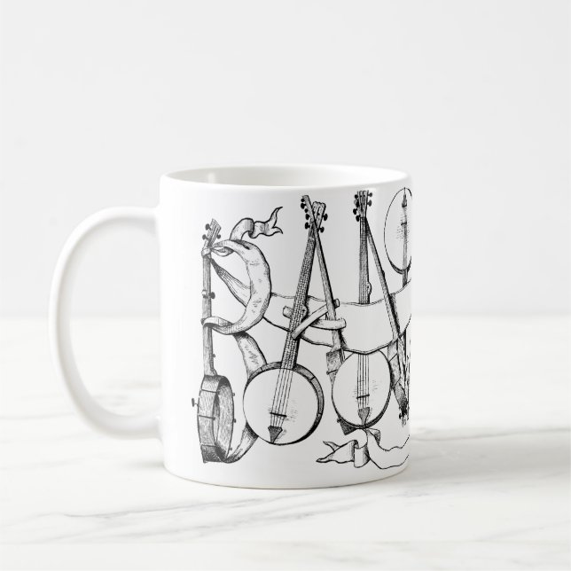 Banjo mit Banjos-Illustrationskunst Kaffeetasse (Links)