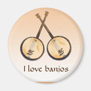 Banjo Music Instrument Orange Magnet