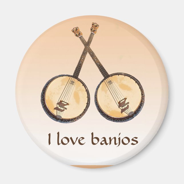Banjo Music Instrument Orange Magnet (Vorne)