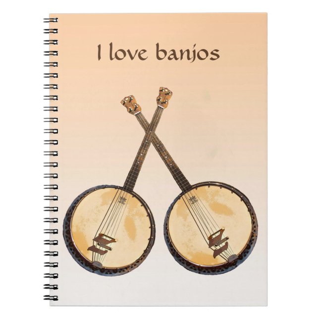 Banjo Music Instrument Orange Notebook Notizblock (Vorderseite)