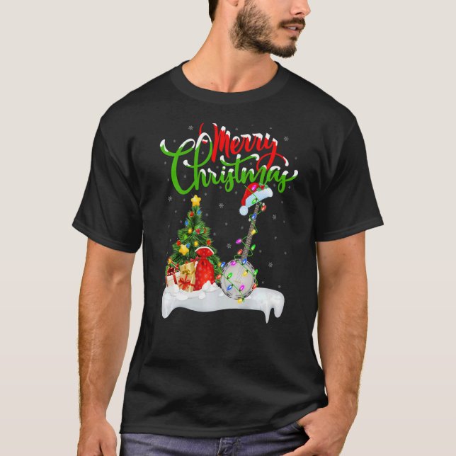 Banjo Music Xmas Dekorationen Santa Banjo Christma T-Shirt (Vorderseite)