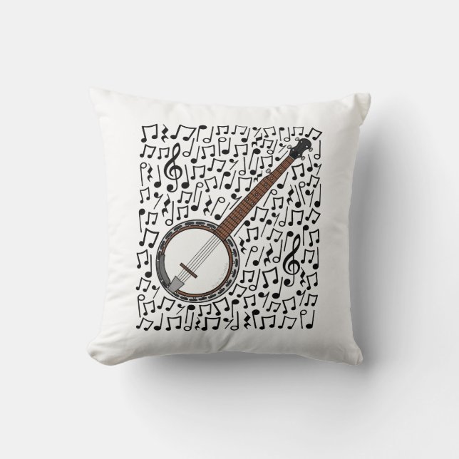 Banjo Musical Notes Banjoist Folksmusiker Kissen (Vorderseite)