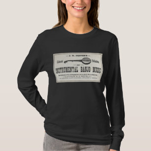 Banjo-Musik-Damen dunkler langer sleeeve T - Shirt
