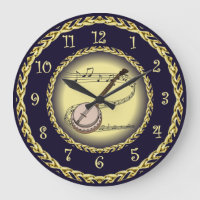 Banjo ~ Musikalische Scroll ~ Gold/Navy Blue ~