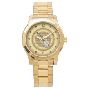 Banjo ~ Noten ~ Goldener Hintergrund ~ Uhr