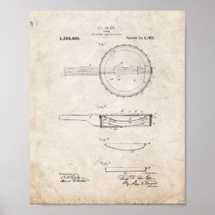 Banjo Patent - Altes Aussehen Poster