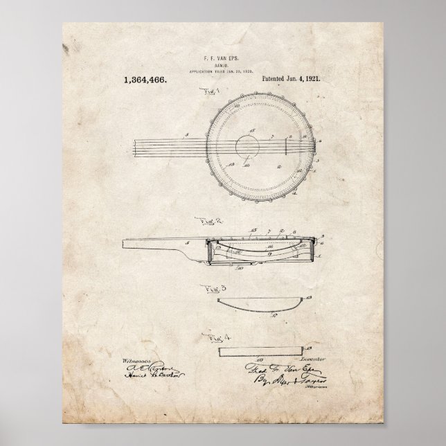 Banjo Patent - Altes Aussehen Poster (Vorne)