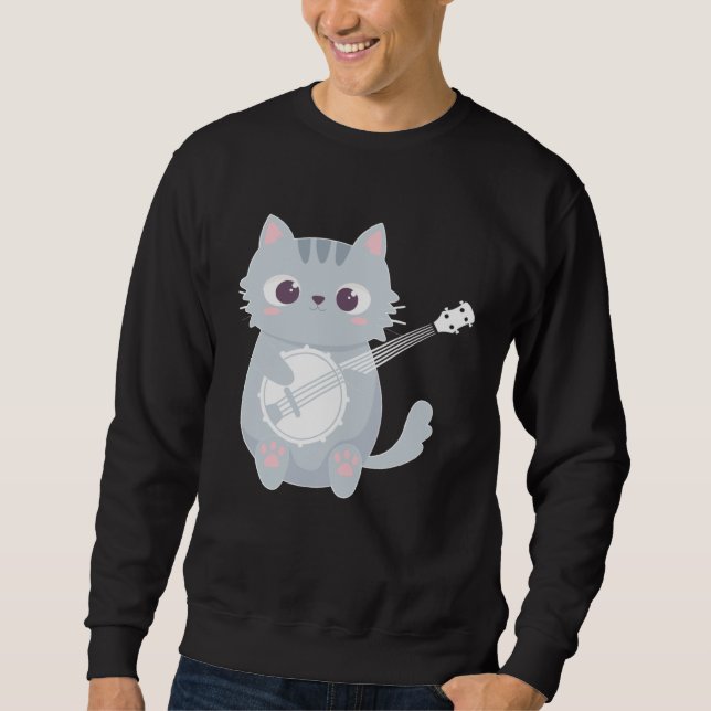 Banjo Player Cat Banjo  Banjoist Banjo  1 Sweatshirt (Vorderseite)