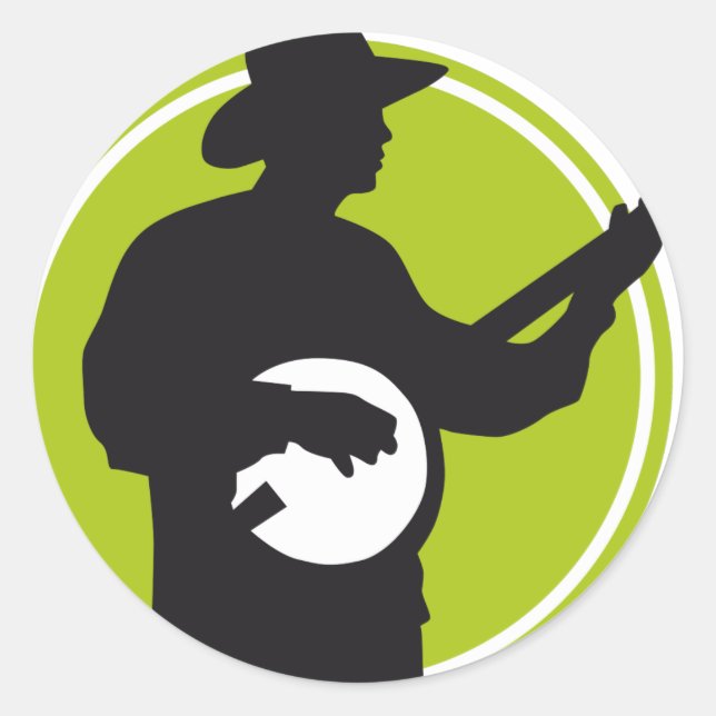 Banjo Player Runder Aufkleber (Vorderseite)