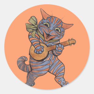 Banjo Playing Cat Runder Aufkleber
