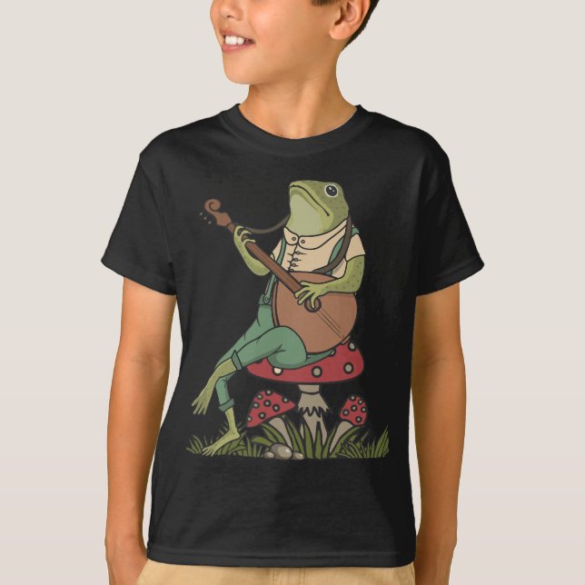 Banjo Playing Cotattcore Ästhetischer Frosch auf M T-Shirt (Vorderseite)