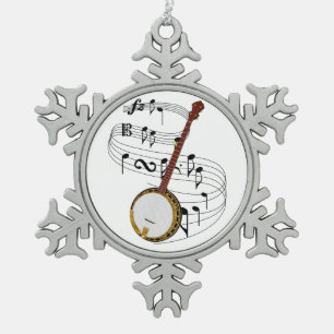 Banjo Schneeflocken Zinn-Ornament