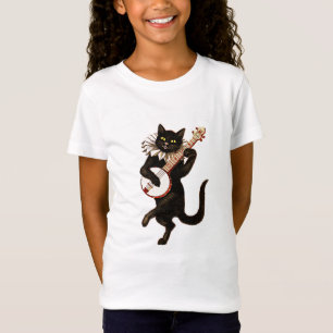 Banjo spielende schwarze Katze T-Shirt
