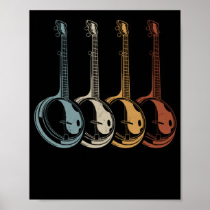 Banjo-Spieler Folk Country-Musik Retro Banjos Poster