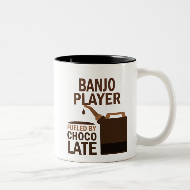 Banjo-Spieler-(lustige) Schokolade Zweifarbige Tasse (Rechts)