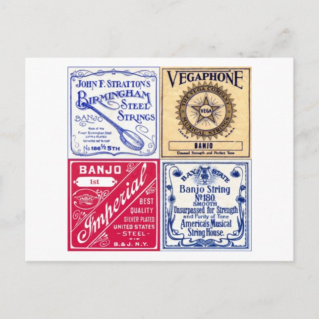 Banjo Strings Postcard Postkarte (Vorderseite)