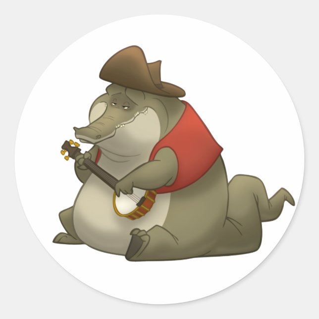 Banjo-Strummin-Gator-Sticker Runder Aufkleber (Vorderseite)