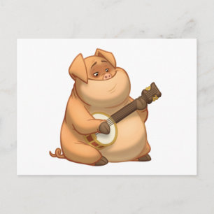 Banjo-Strummin' Pig Postcard Postkarte