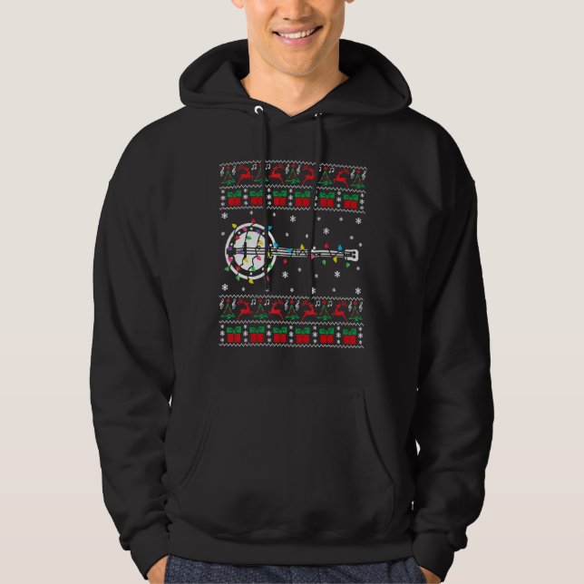 Banjo Ugly Christmas Sweater Banjo Weihnachtslicht Hoodie (Vorderseite)