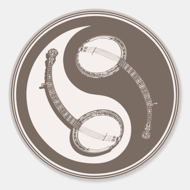 Banjo Yang Runder Aufkleber (Vorderseite)