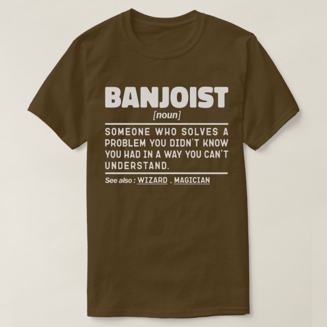 Banjoist Noun Definition Cool Jazz Lover Sarcastic T-Shirt (Design vorne)