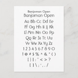 Banjoman Open - Zazzle Schriftart Sampler Sheet Postkarte