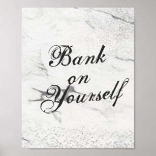 Bank auf sich selbst Gray Marble Silver Glitzer Zi Poster