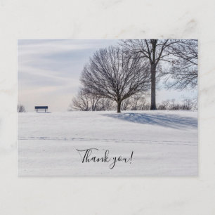 Bank Auf Verschneitem Hügel Danke Postkarte