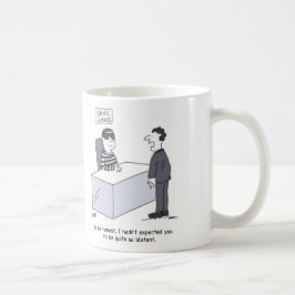 Bank-Darlehen Abteilung Banker verkleidet wie ein Kaffeetasse