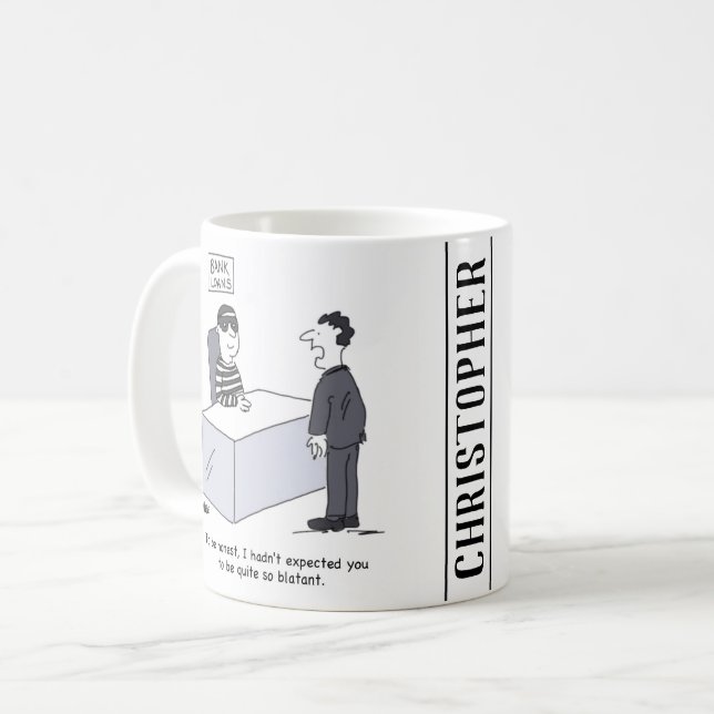 Bank-Darlehen Abteilung Banker verkleidet wie ein  Kaffeetasse (Vorderseite Links)