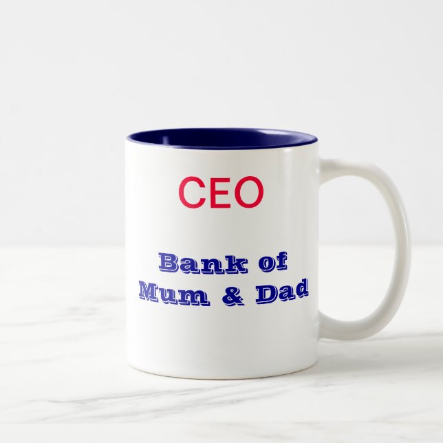 Bank der Mama-u. Vater-Tasse - CEO Zweifarbige Tasse (Rechts)